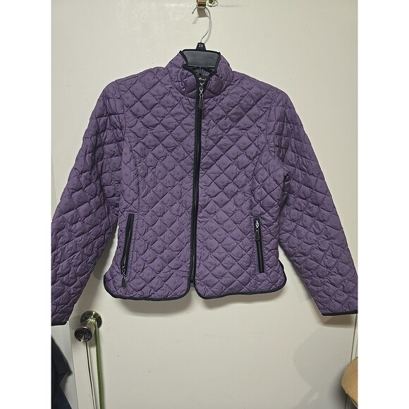 ! Eddie Bauer Jacket Womens L Purple Premium Goose Down Quilted Snap Light EB650 - Picture 1 of 10